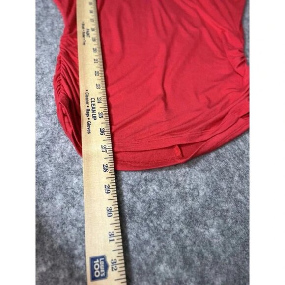Made By Johnny Top Womens S Red Ruched Sides Oversized Casual Soft Modal - Picture 9 of 10